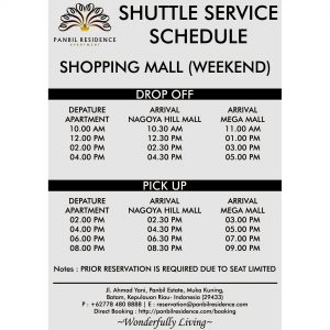 Panbil Residences Apartment Batam Facilities Weekend Shuttle Service to Mall