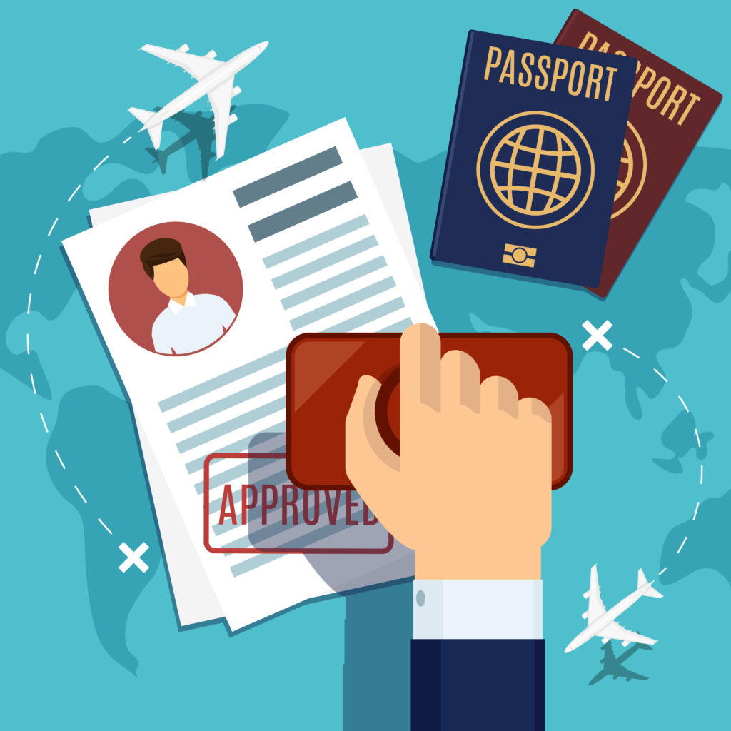 Visa stamping. Stamp on passport application